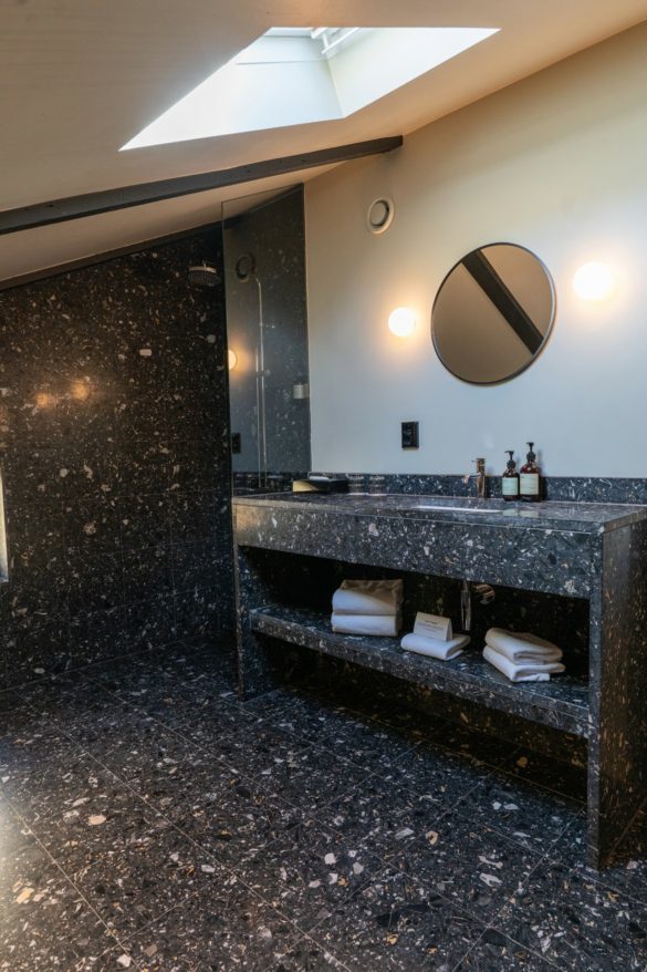 The Loft Suite dark bathroom