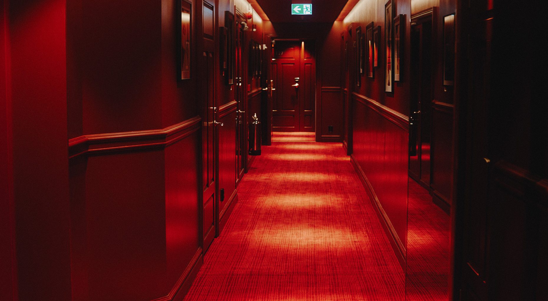 Red corridor at Backstage Villa